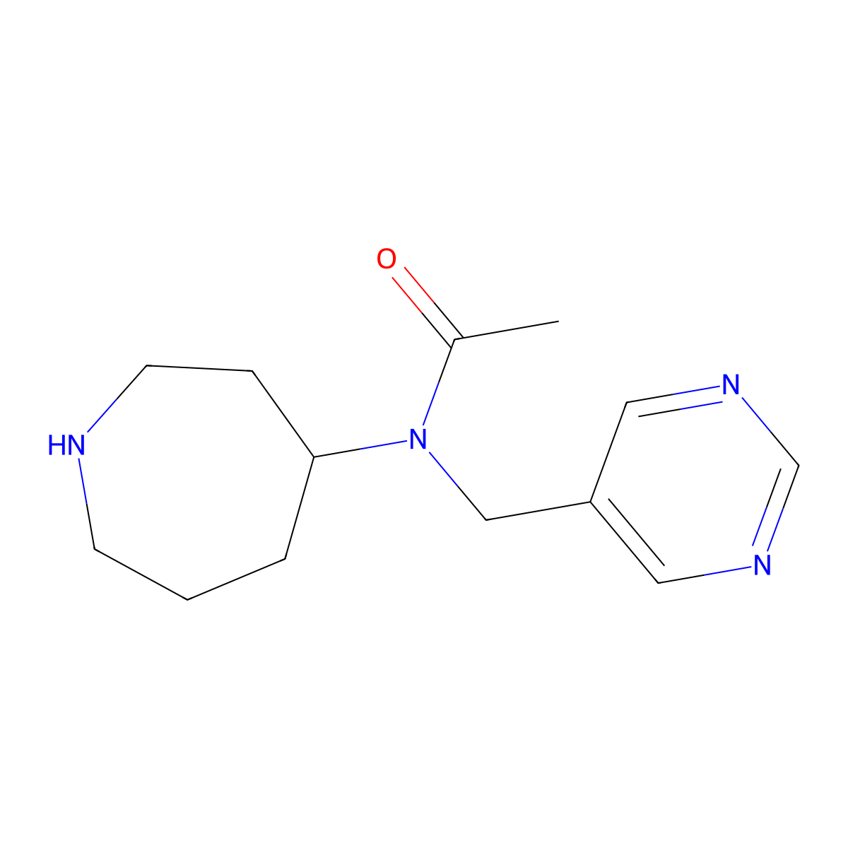 N-(Azepan-4-yl)-N-(pyrimidin-5-ylmethyl)acetamide molecular structure, CAS 1804129-48-3