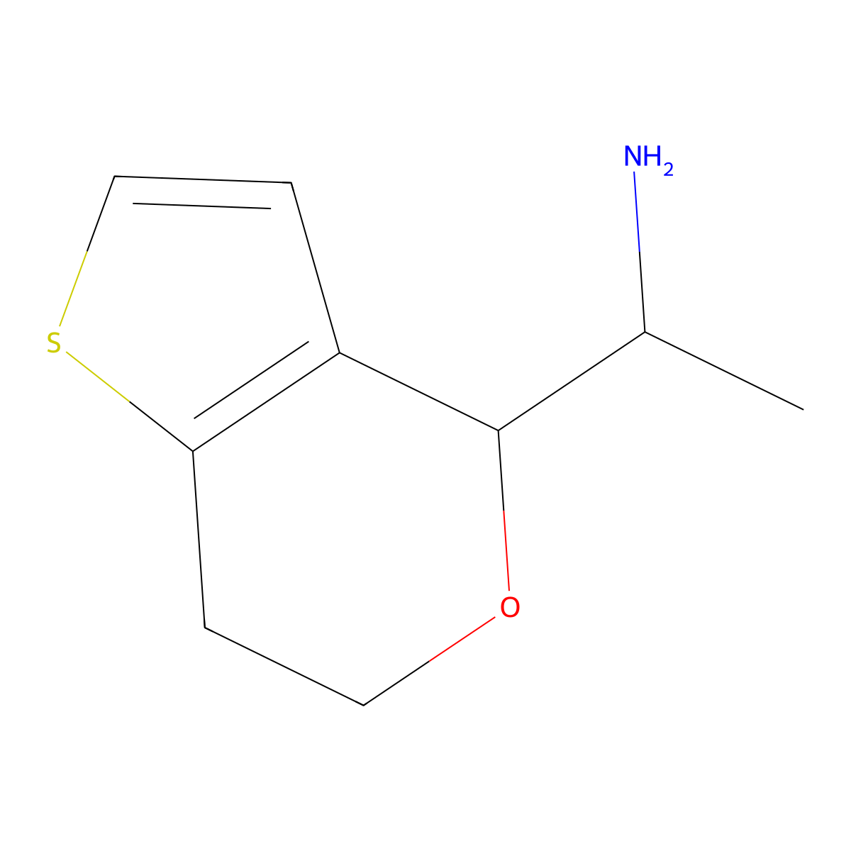 1-{4H,6H,7H-thieno[3,2-c]pyran-4-yl}ethan-1-amine molecular structure, CAS 1804129-56-3
