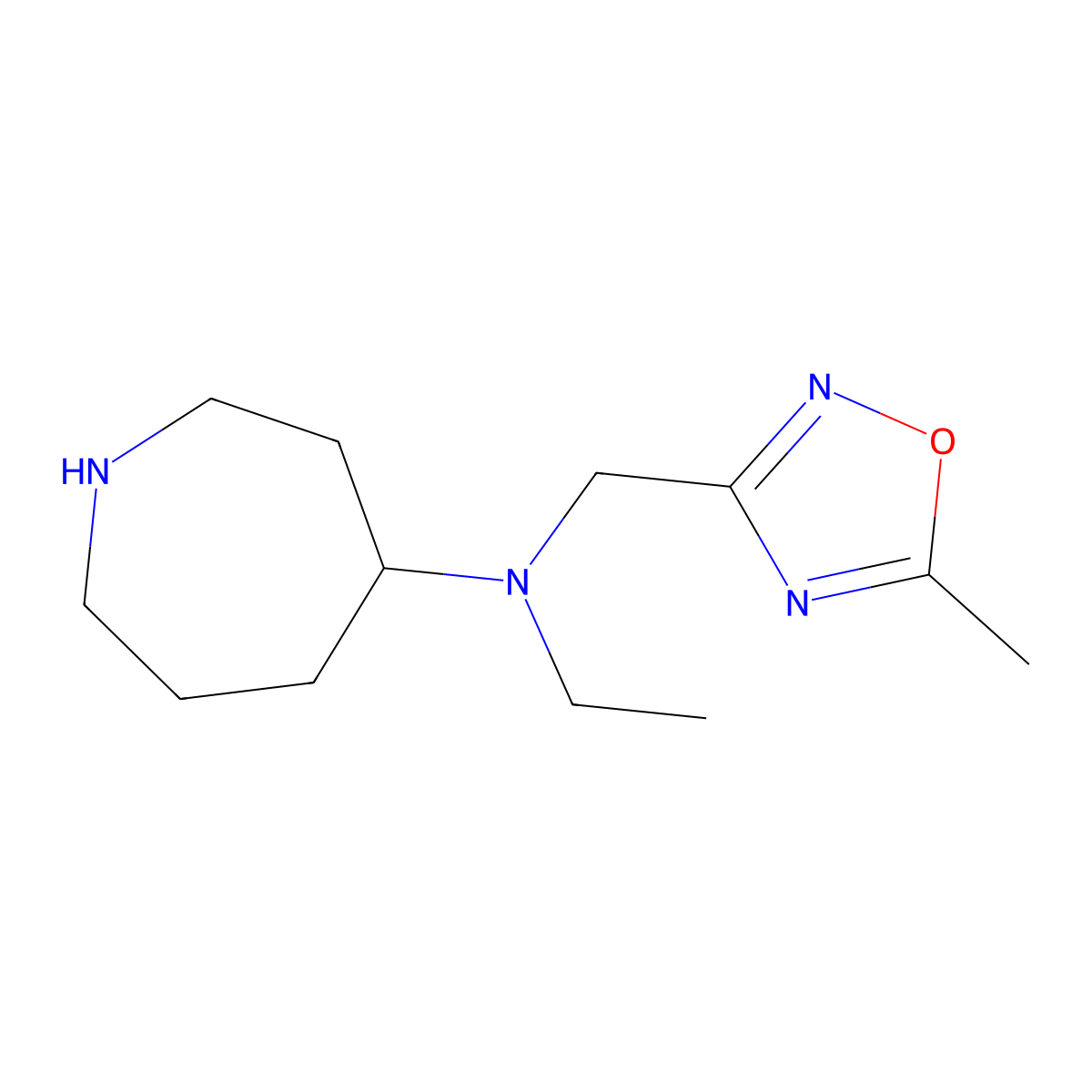 N-Ethyl-N-((5-methyl-1,2,4-oxadiazol-3-yl)methyl)azepan-4-amine molecular structure, CAS 1804129-66-5