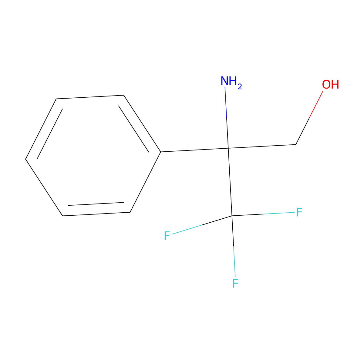 2-Amino-3,3,3-trifluoro-2-phenylpropan-1-ol molecular structure, CAS 1804129-69-8
