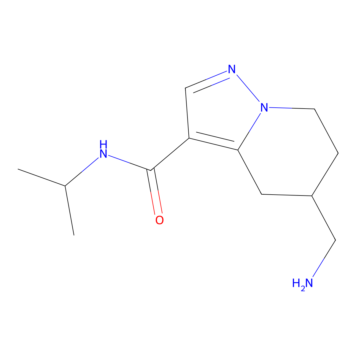 5-(Aminomethyl)-N-(propan-2-yl)-4H,5H,6H,7H-pyrazolo[1,5-a]pyridine-3-carboxamide molecular structure, CAS 1804129-80-3