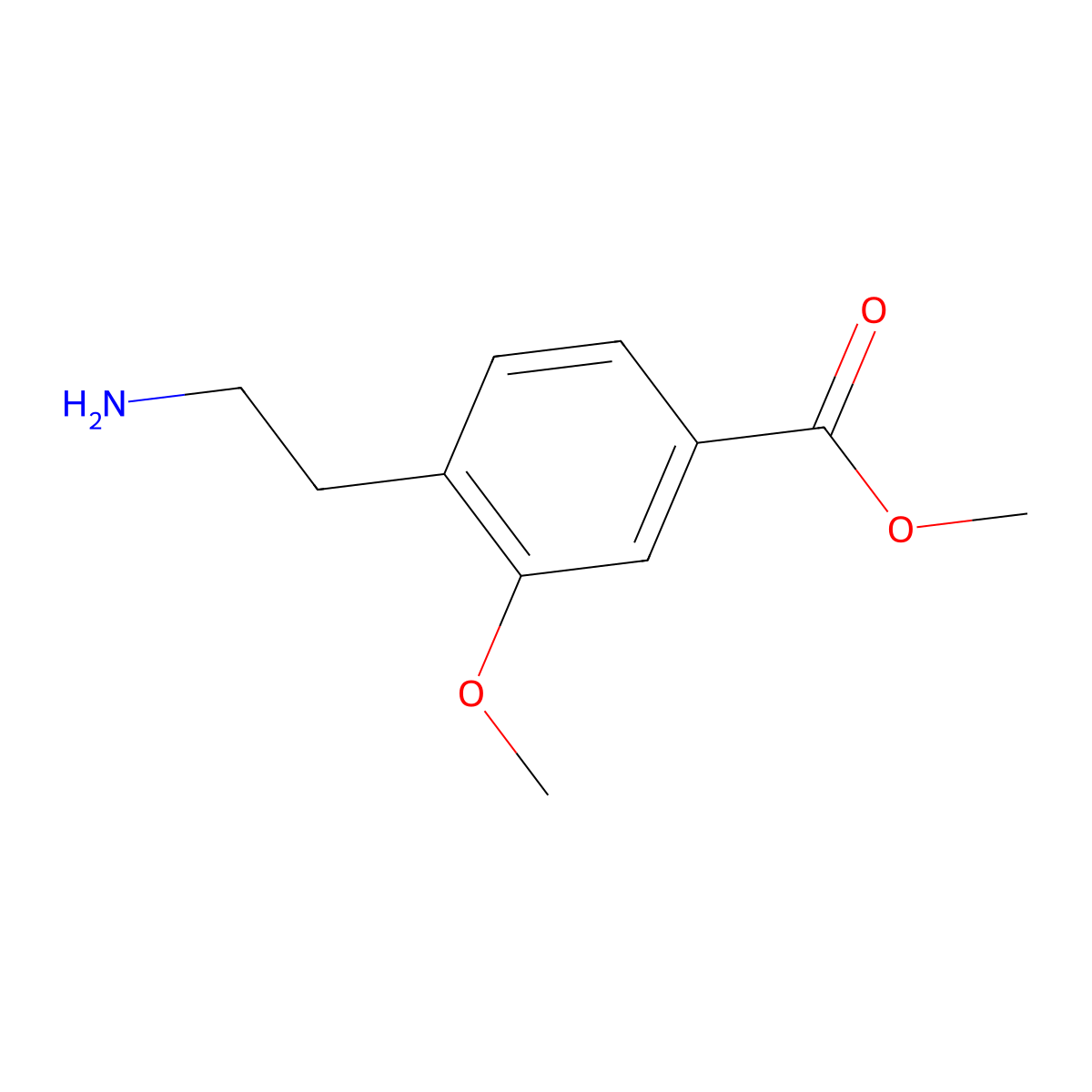 Methyl 4-(2-aminoethyl)-3-methoxybenzoate molecular structure, CAS 1804129-88-1
