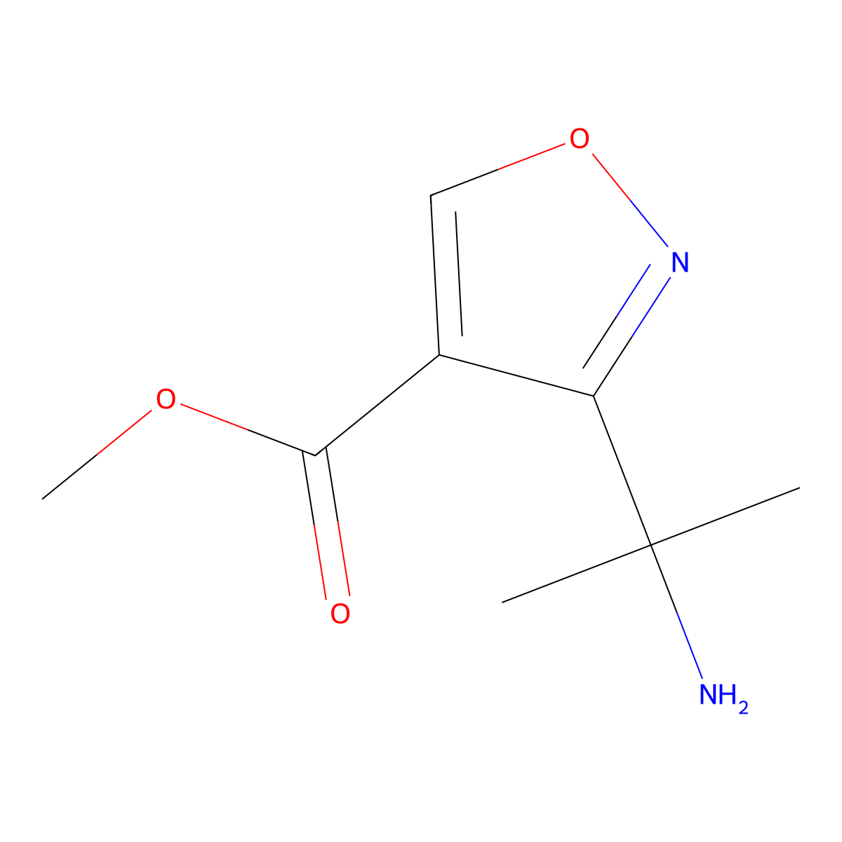 Methyl 3-(2-aminopropan-2-yl)-1,2-oxazole-4-carboxylate molecular structure, CAS 1804129-94-9