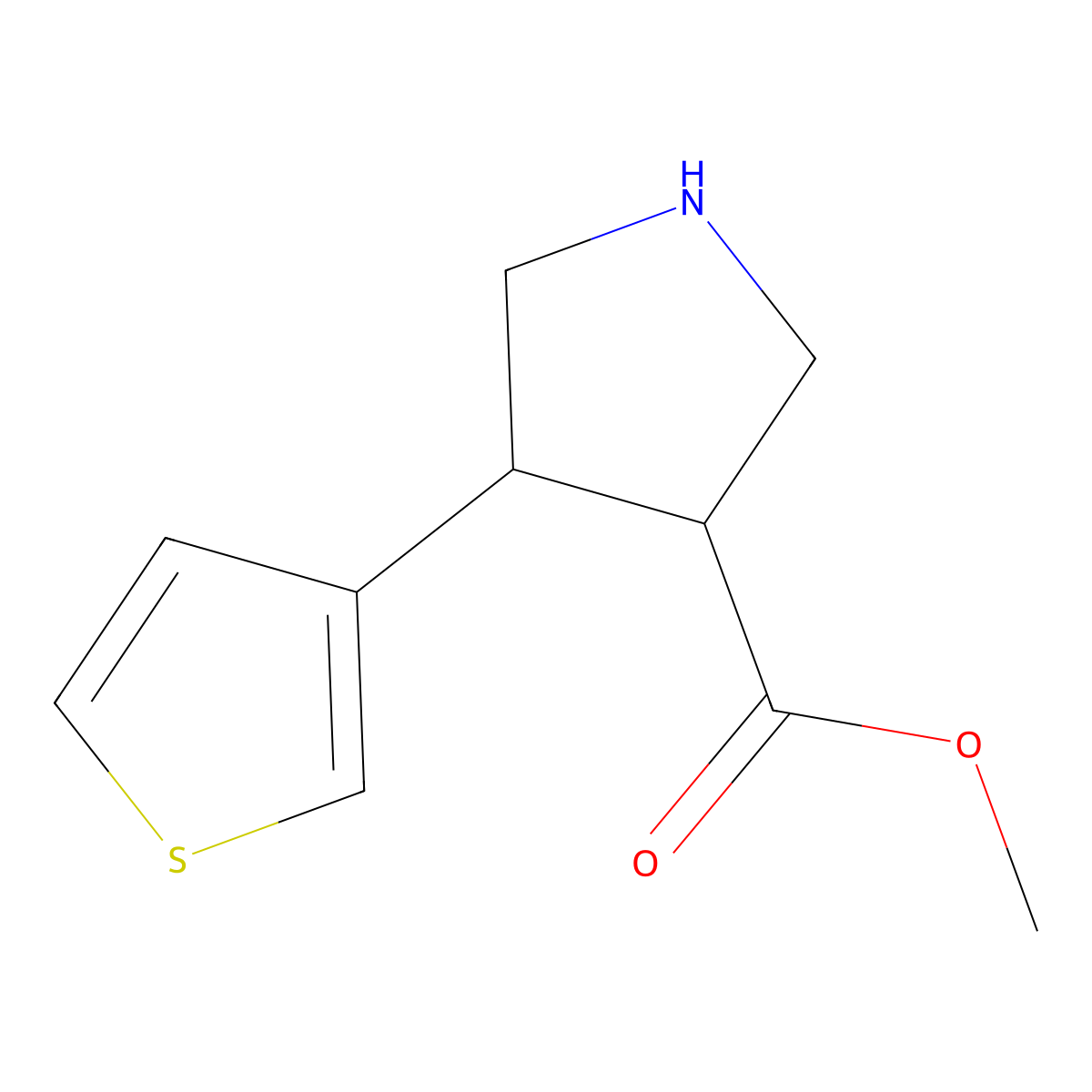 Methyl 4-(thiophen-3-yl)pyrrolidine-3-carboxylate molecular structure, CAS 1804129-95-0