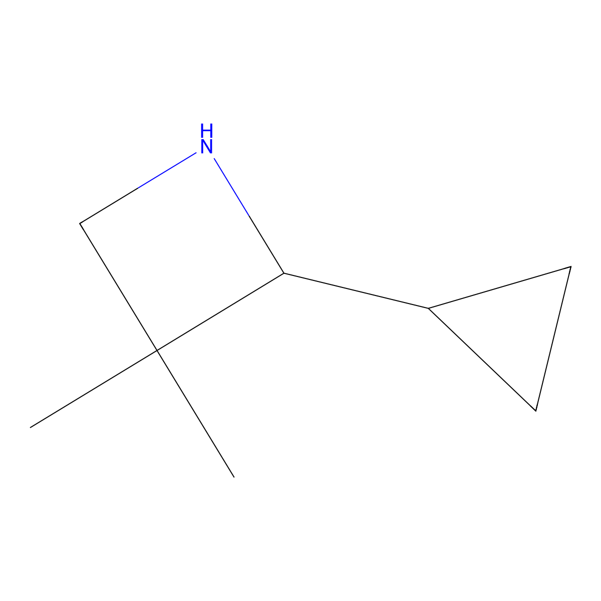 2-Cyclopropyl-3,3-dimethyl-azetidine molecular structure, CAS 1804129-98-3