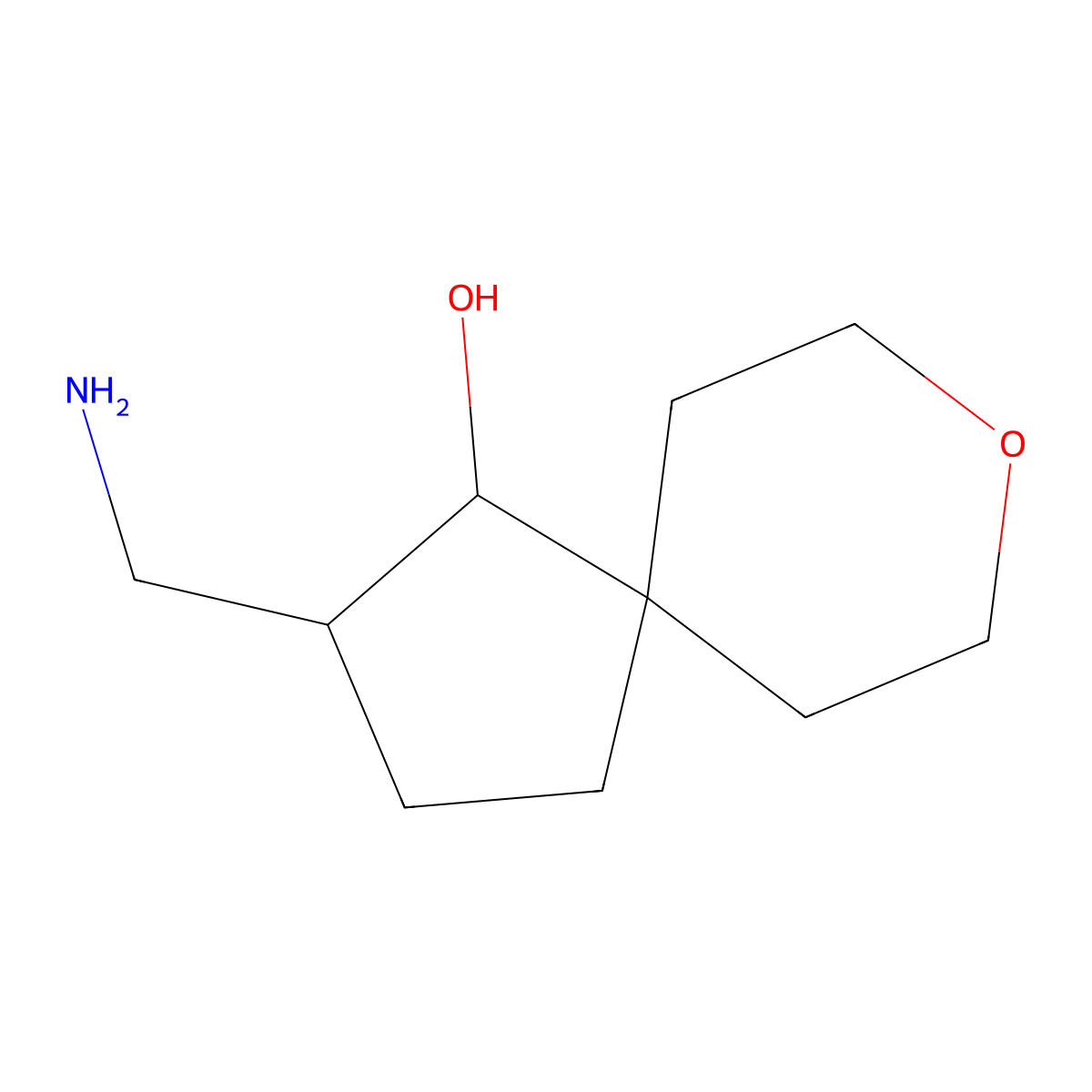 2-(Aminomethyl)-8-oxaspiro[4.5]decan-1-ol molecular structure, CAS 1804130-10-6