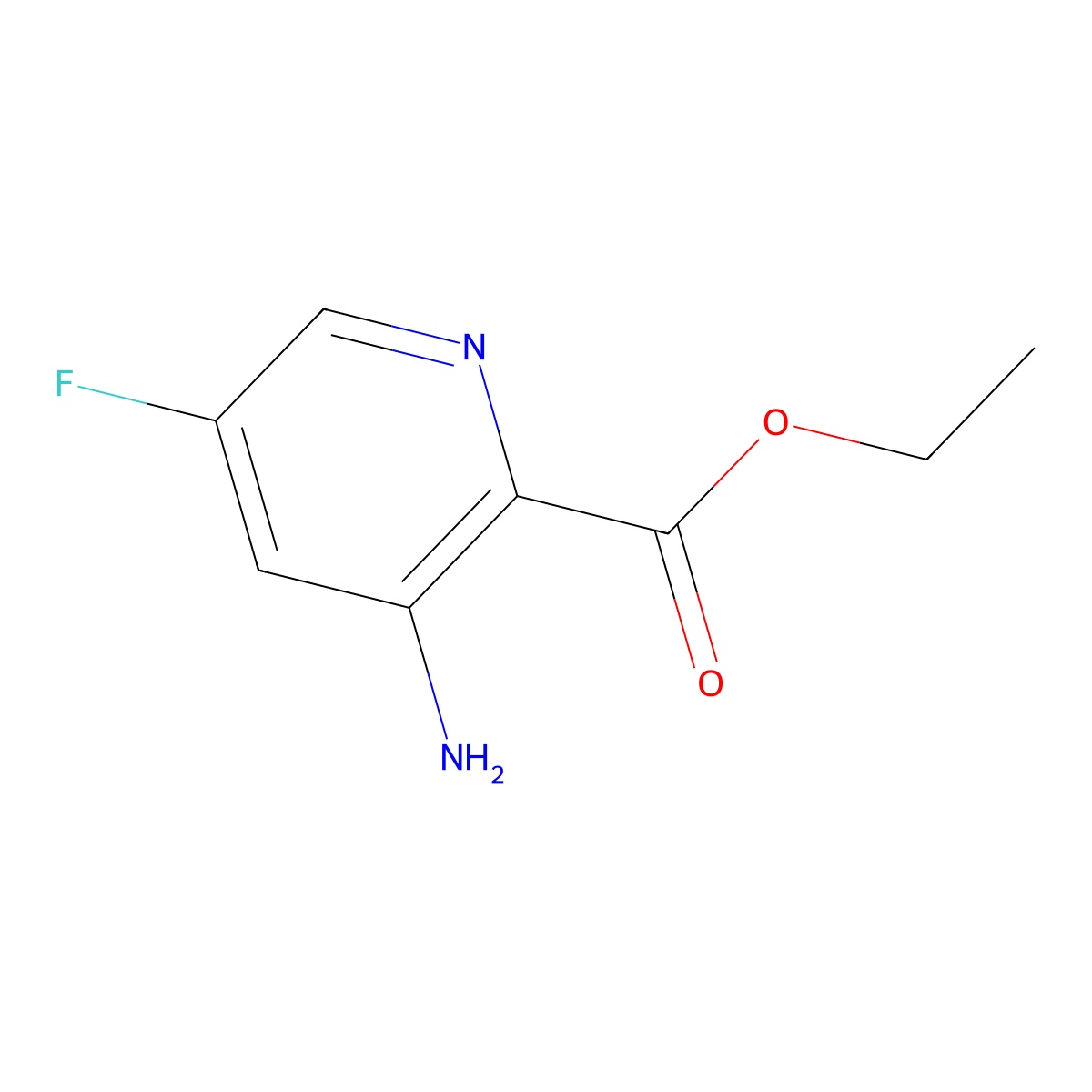 Ethyl 3-amino-5-fluoropicolinate molecular structure, CAS 1804170-93-1