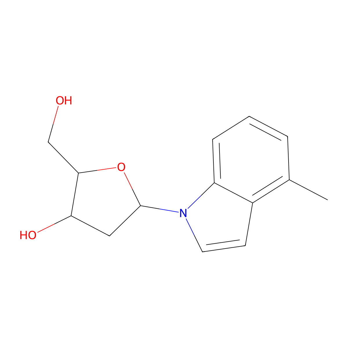 1-(2-Deoxy-b-D-ribofuranosyl)-4-methylindole molecular structure, CAS 180420-84-2