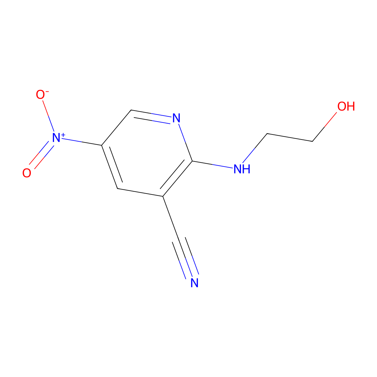 2-[(2-Hydroxyethyl)amino]-5-nitronicotinonitrile molecular structure, CAS 180424-13-9