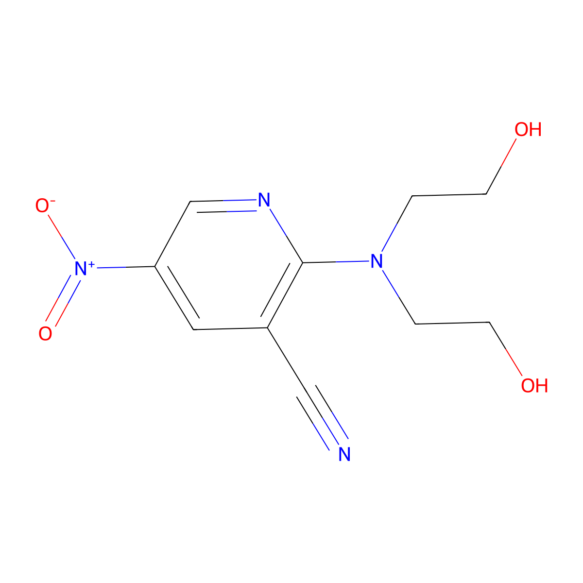 2-[Bis(2-hydroxyethyl)amino]-5-nitropyridine-3-carbonitrile molecular structure, CAS 180424-17-3