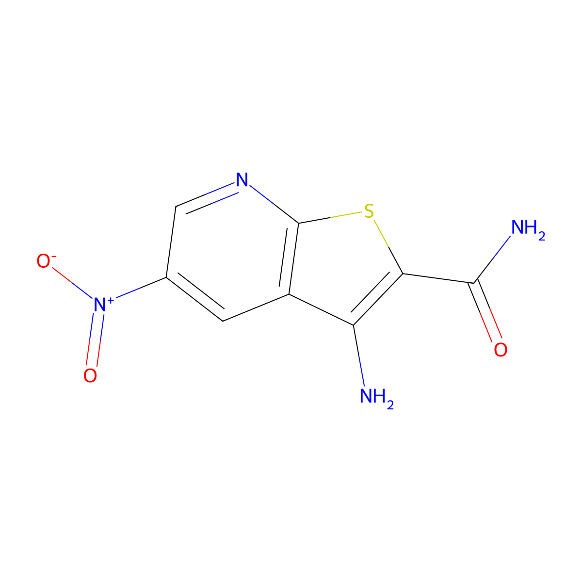 3-Amino-5-nitrothieno[2,3-b]pyridine-2-carboxamide molecular structure, CAS 180424-23-1