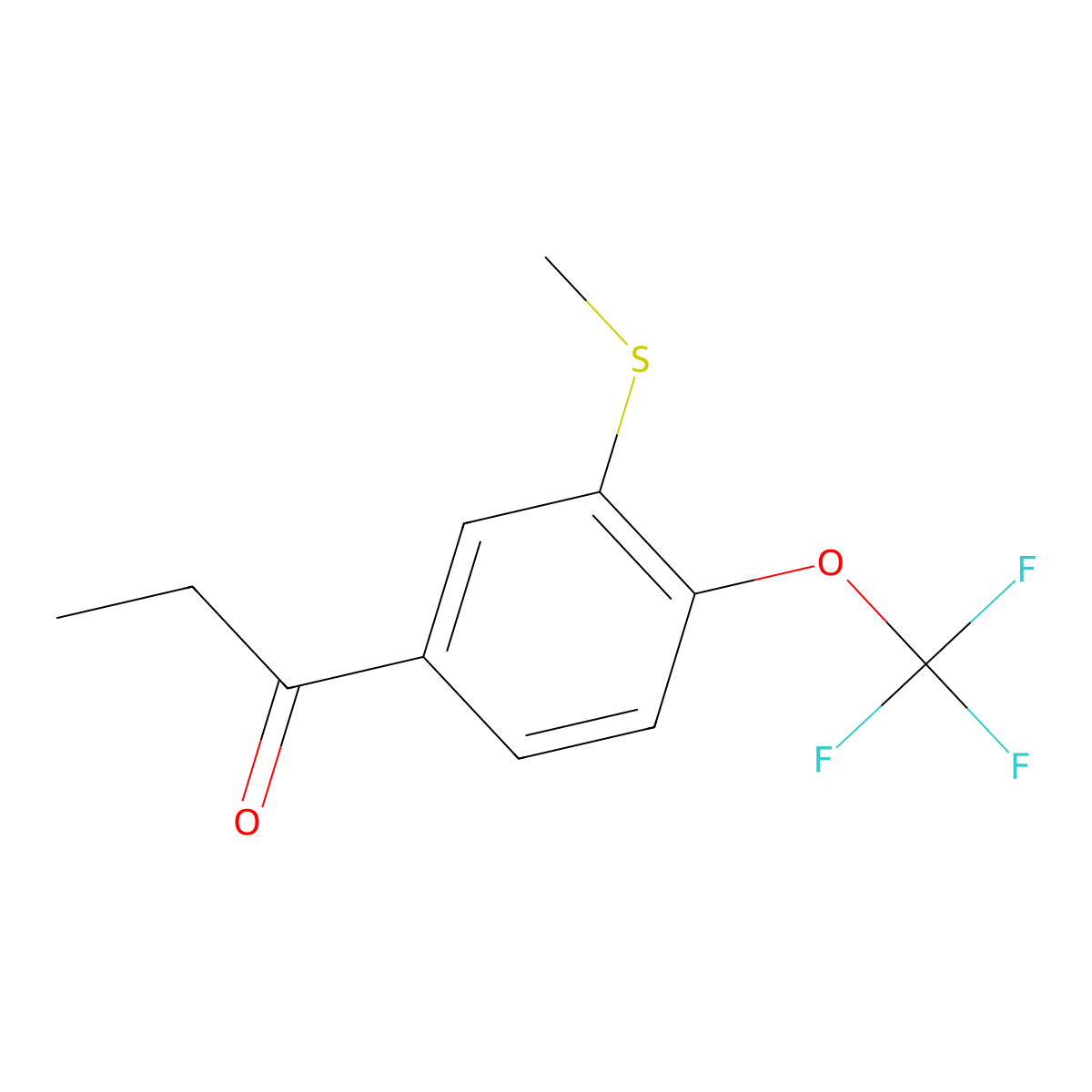 1-(3-(Methylthio)-4-(trifluoromethoxy)phenyl)propan-1-one molecular structure, CAS 1804244-05-0