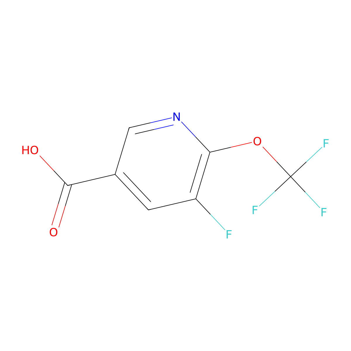 5-Fluoro-6-(trifluoromethoxy)pyridine-3-carboxylic acid molecular structure, CAS 1804294-78-7