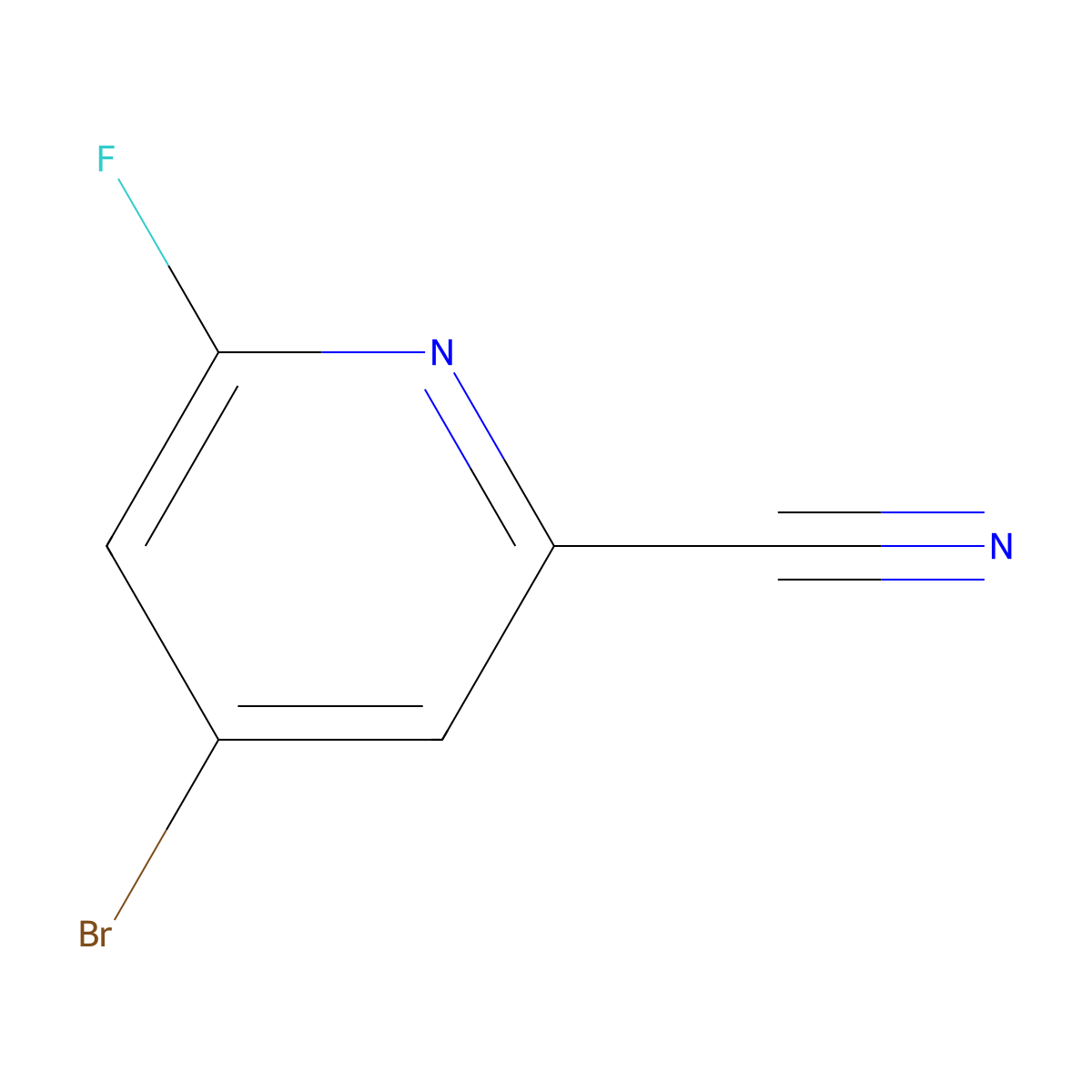 4-Bromo-6-fluoropicolinonitrile molecular structure, CAS 1804381-07-4