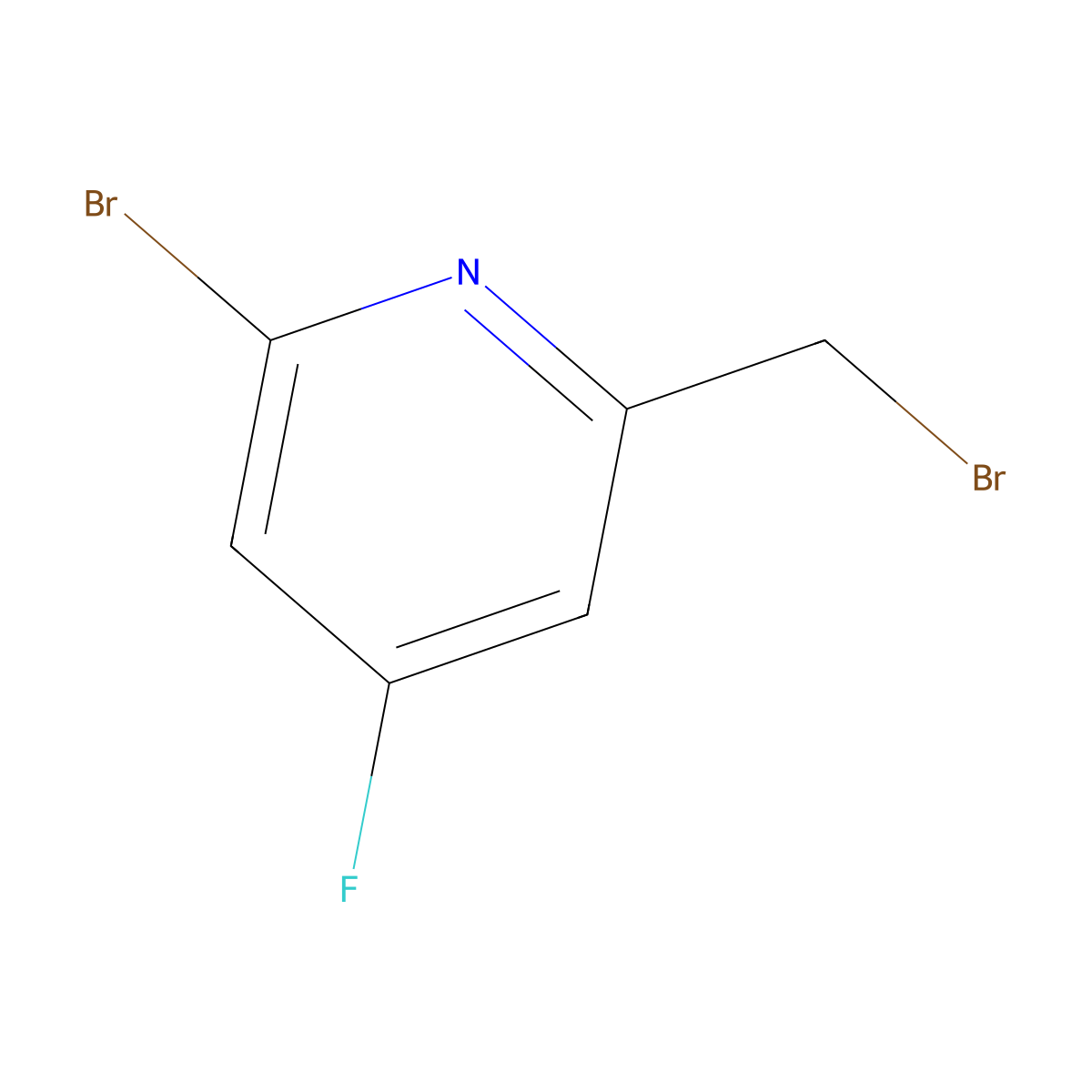 2-Bromo-6-(bromomethyl)-4-fluoropyridine molecular structure, CAS 1804381-30-3