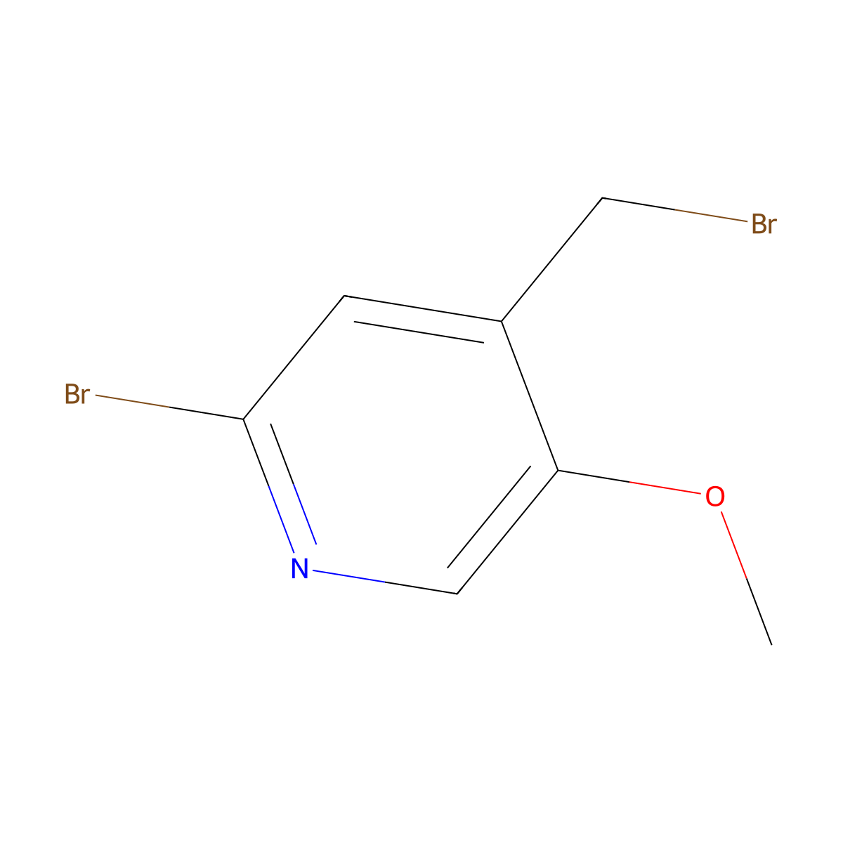 2-Bromo-4-(bromomethyl)-5-methoxypyridine molecular structure, CAS 1804381-39-2