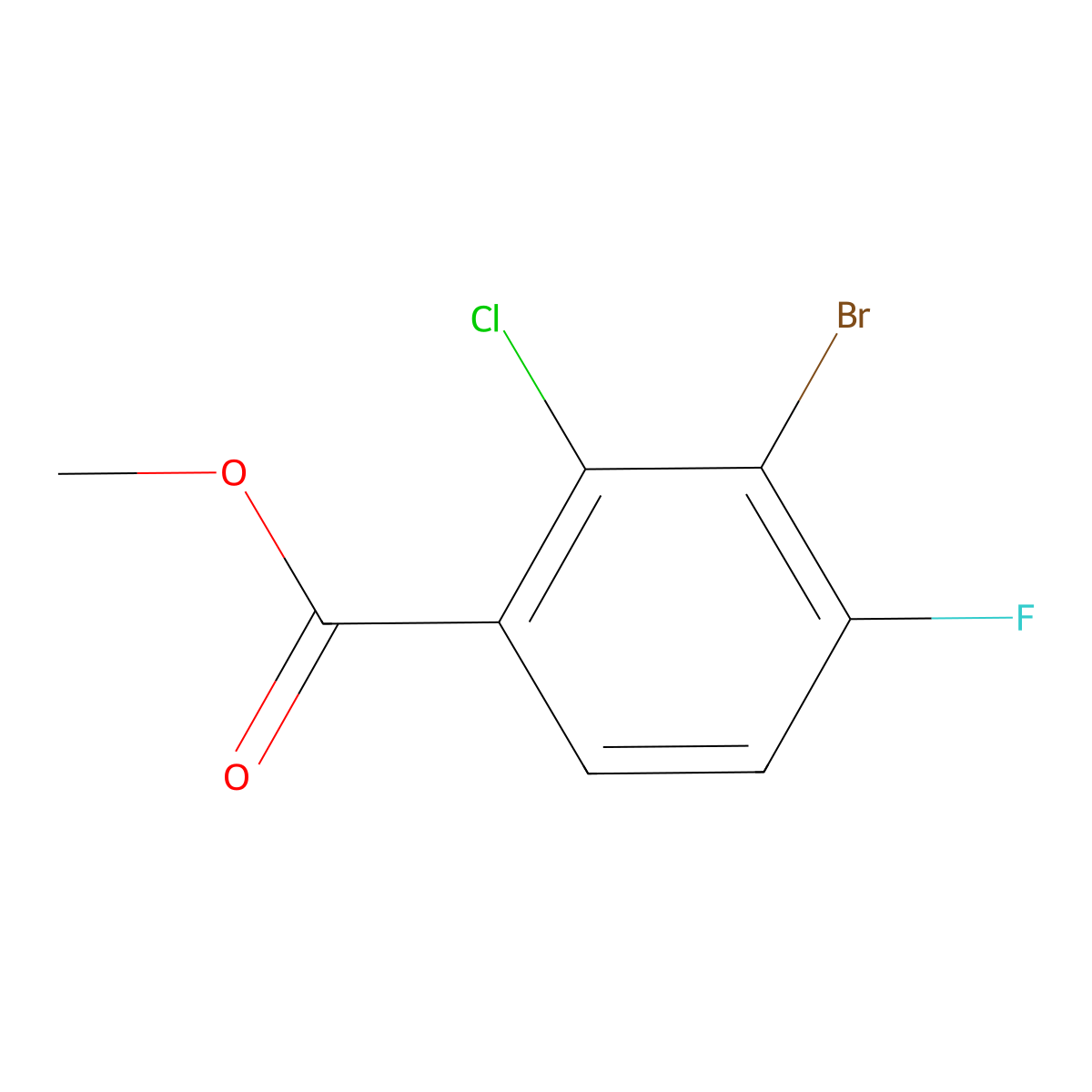 Methyl 3-bromo-2-chloro-4-fluorobenzoate molecular structure, CAS 1804382-13-5