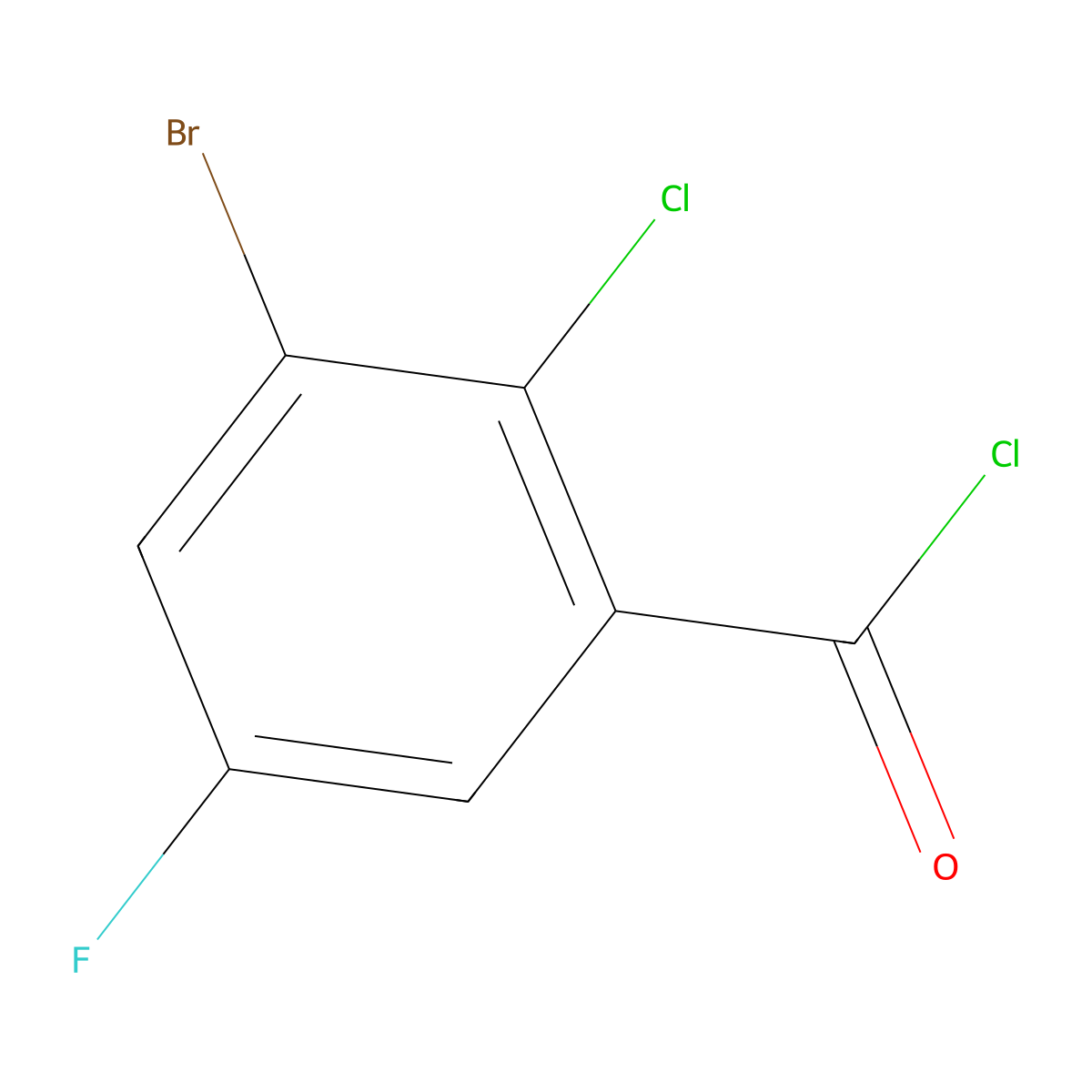 3-Bromo-2-chloro-5-fluorobenzoyl chloride molecular structure, CAS 1804382-19-1