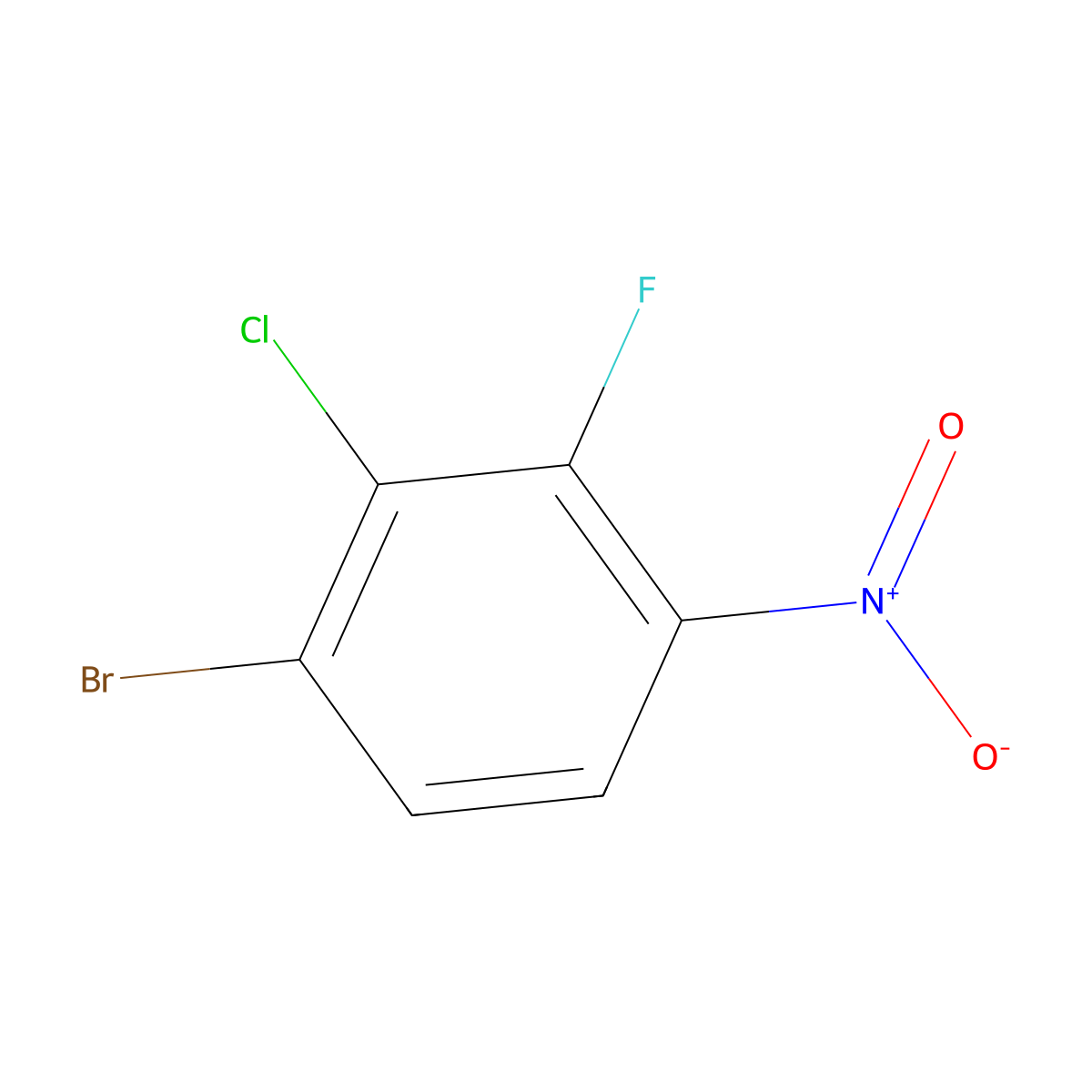 1-Bromo-2-chloro-3-fluoro-4-nitrobenzene molecular structure, CAS 1804382-22-6