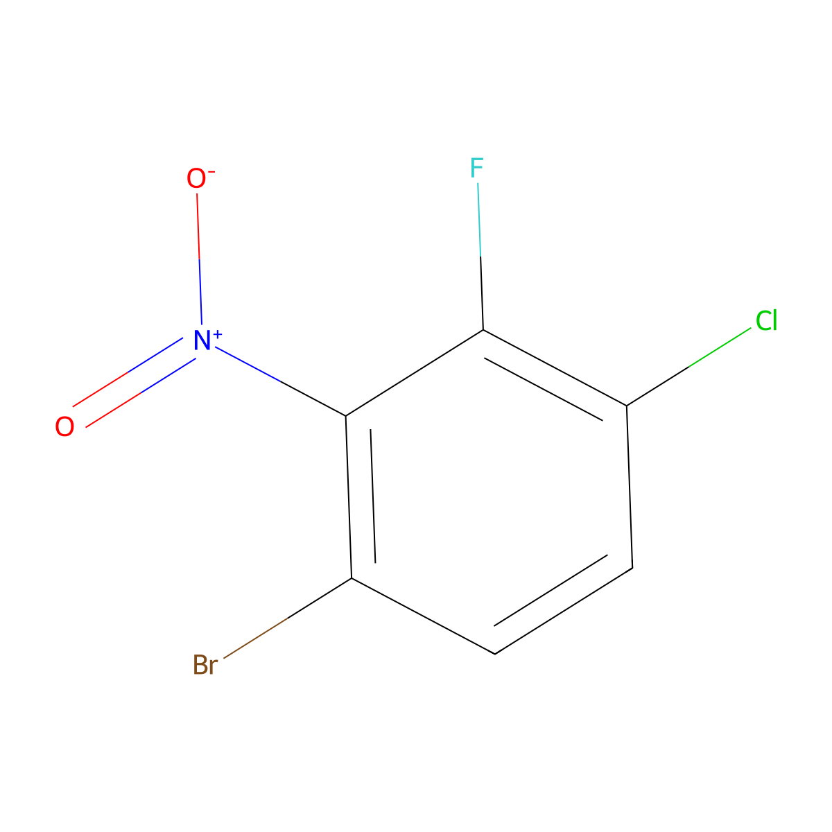 1-Bromo-4-chloro-3-fluoro-2-nitrobenzene molecular structure, CAS 1804382-30-6
