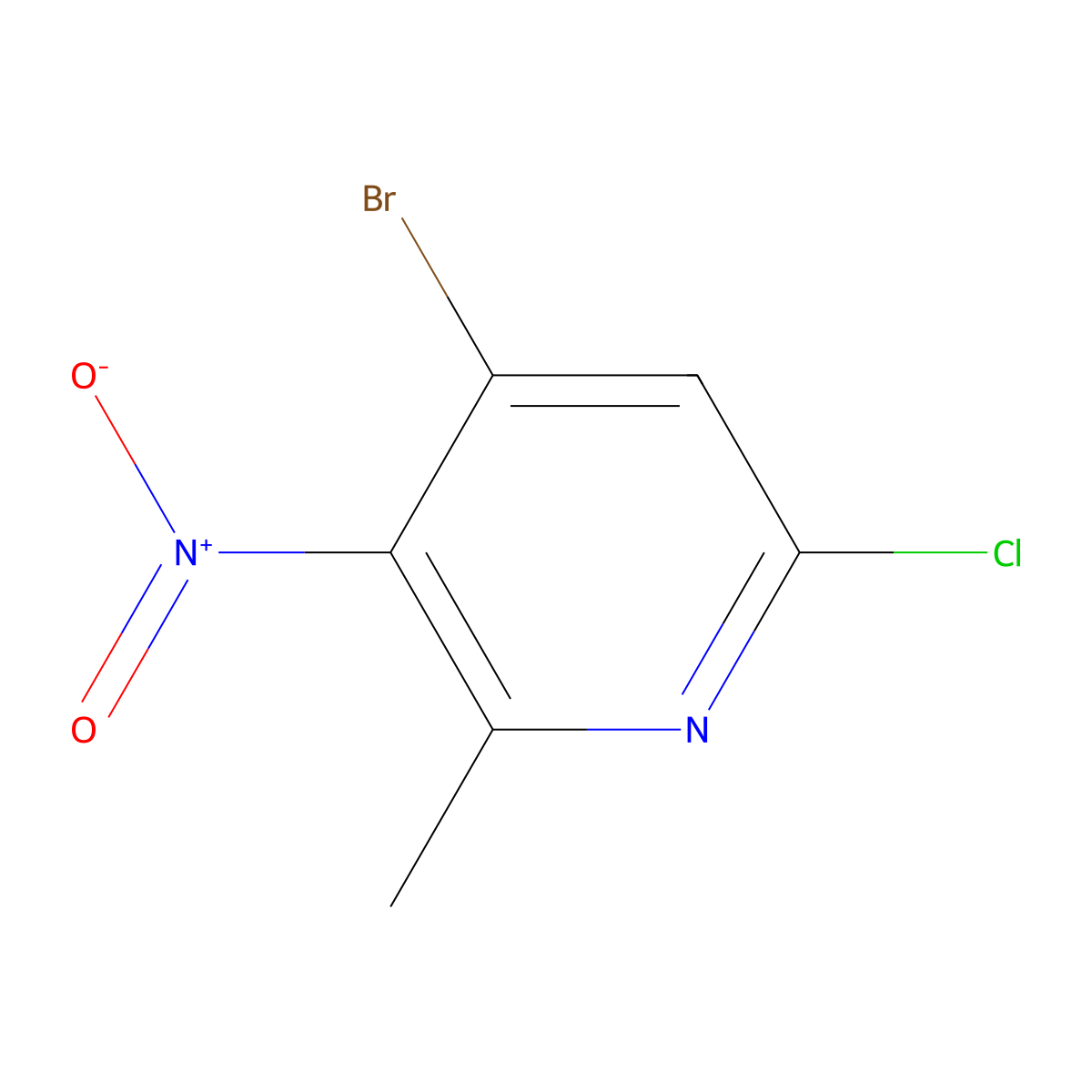 4-Bromo-6-chloro-2-methyl-3-nitropyridine molecular structure, CAS 1804383-36-5