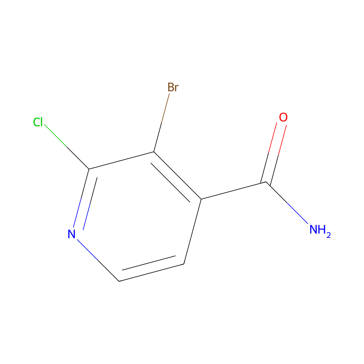 3-Bromo-2-chloroisonicotinamide molecular structure, CAS 1804383-86-5