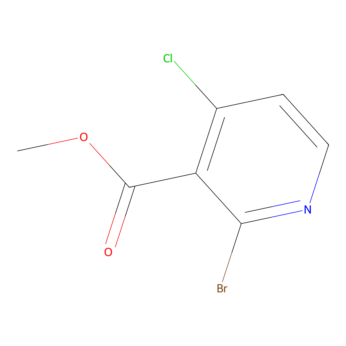 Methyl 2-bromo-4-chloropyridine-3-carboxylate molecular structure, CAS 1804384-19-7