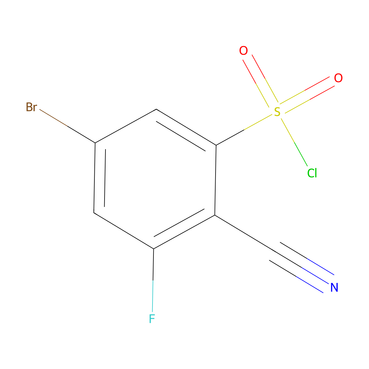5-Bromo-2-cyano-3-fluorobenzenesulfonyl chloride molecular structure, CAS 1804387-41-4