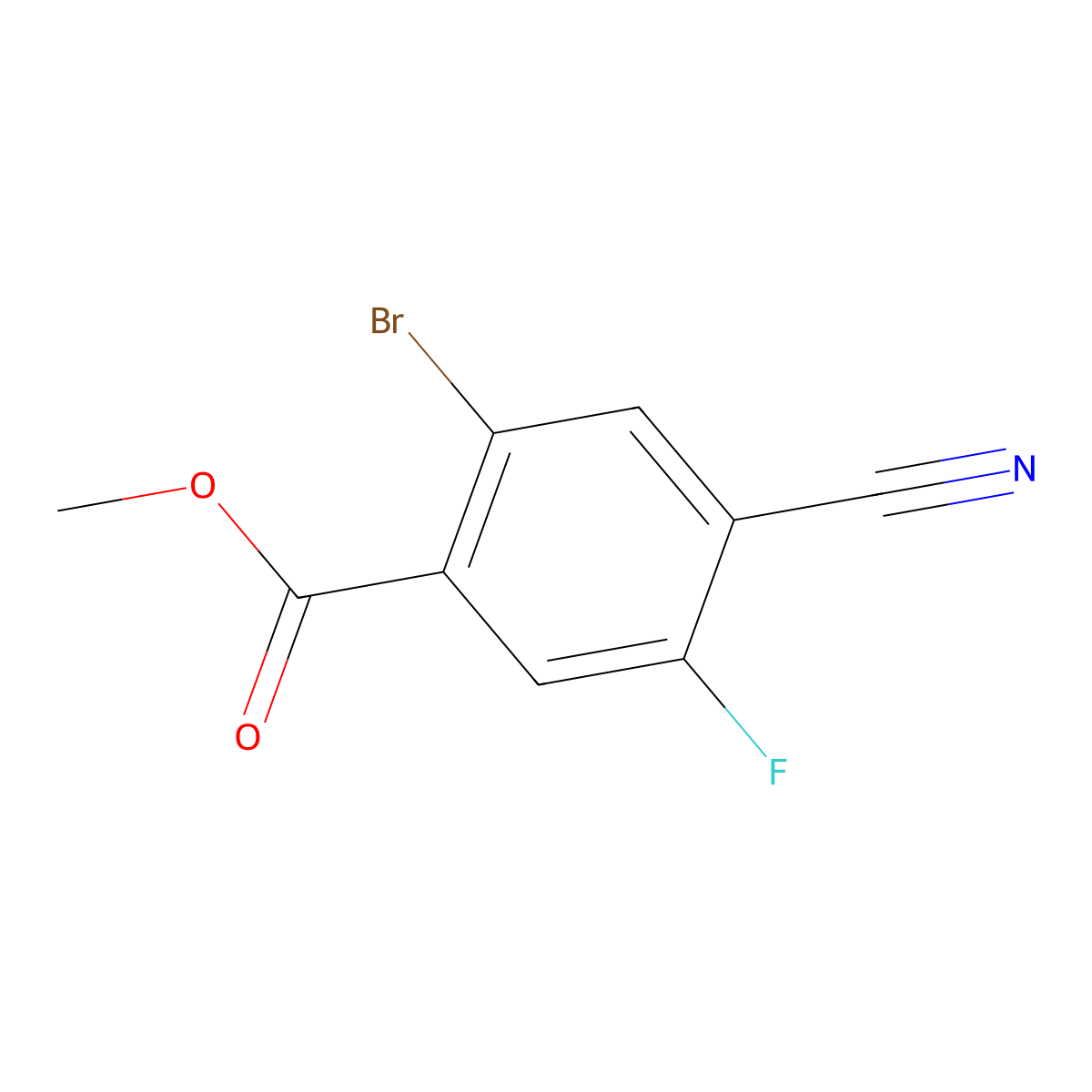 Methyl 2-bromo-4-cyano-5-fluorobenzoate molecular structure, CAS 1804387-65-2