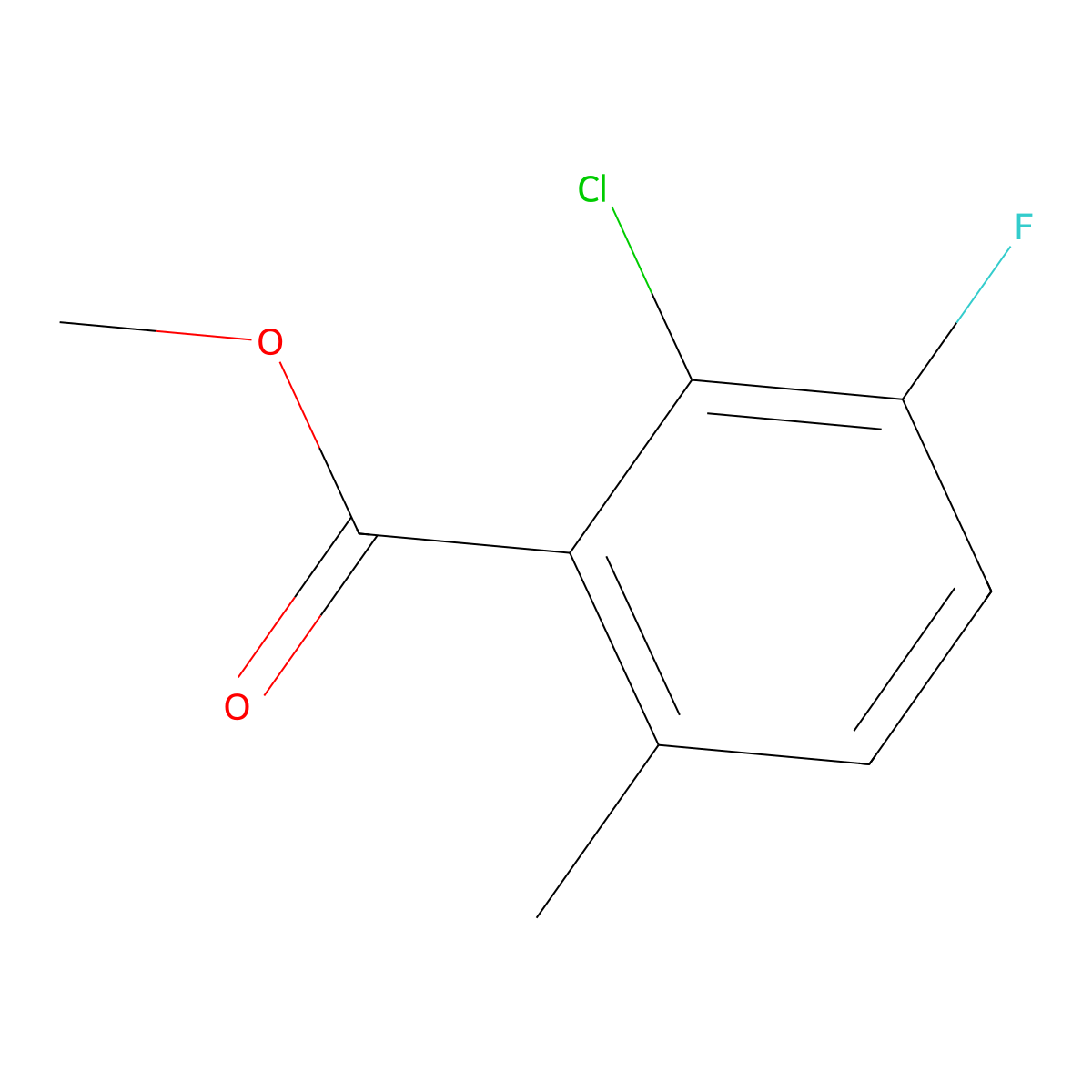 Methyl 2-chloro-3-fluoro-6-methylbenzoate molecular structure, CAS 1804404-11-2