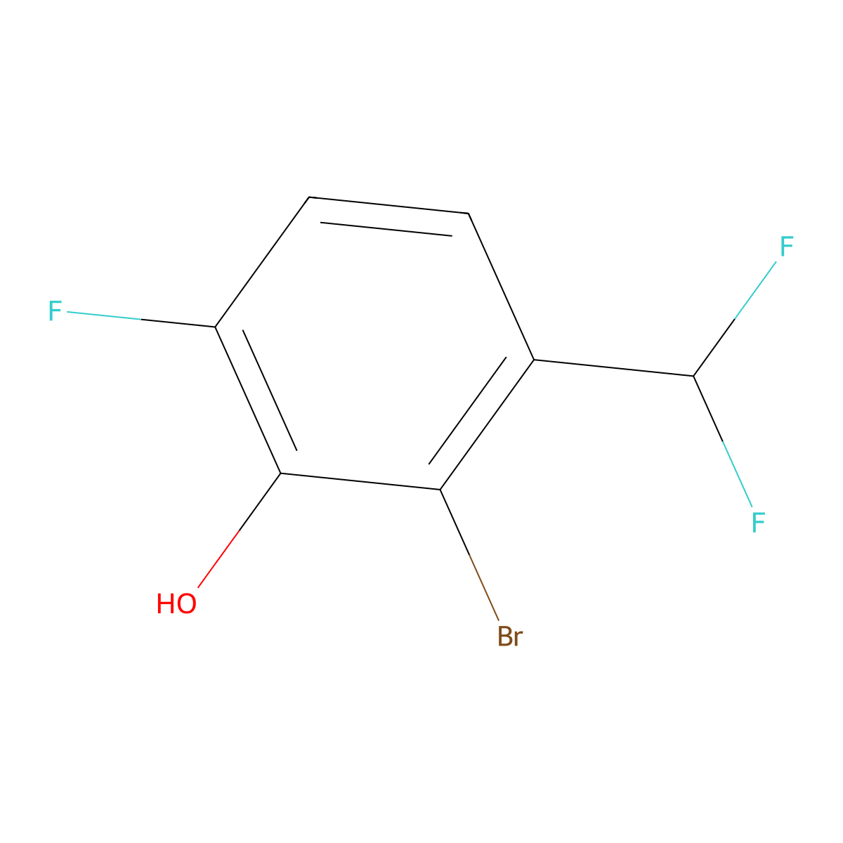 2-Bromo-3-(difluoromethyl)-6-fluorophenol molecular structure, CAS 1804404-62-3