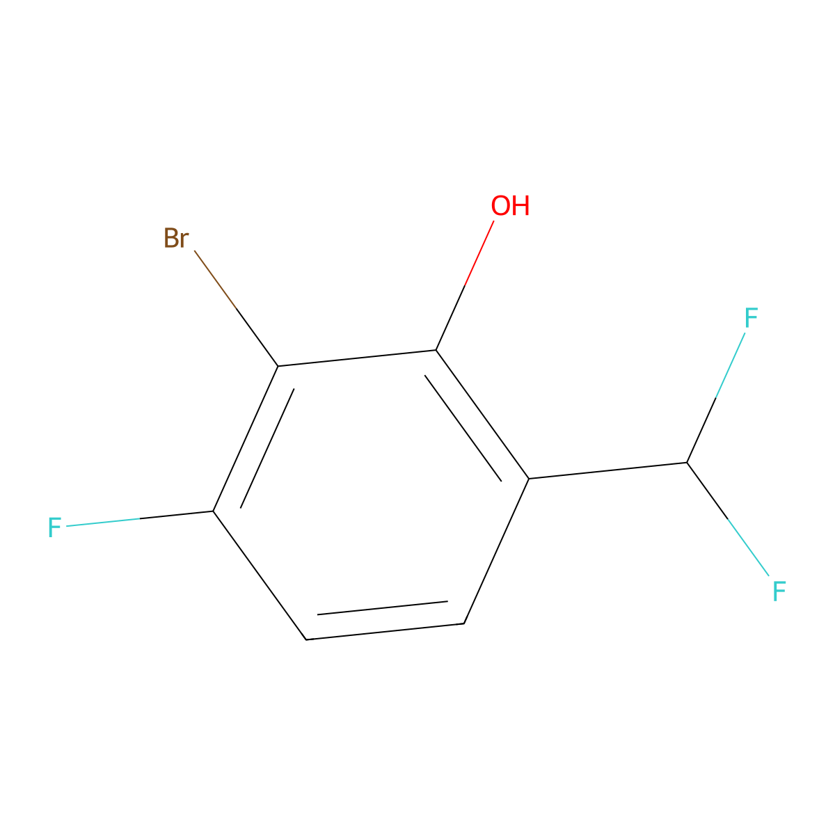 2-Bromo-6-(difluoromethyl)-3-fluorophenol molecular structure, CAS 1804404-66-7