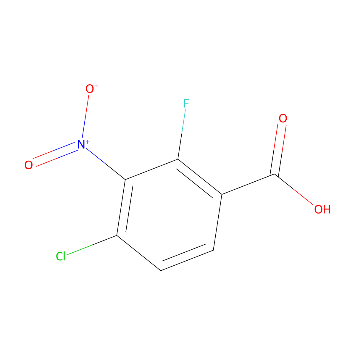 4-Chloro-2-fluoro-3-nitro-benzoic acid molecular structure, CAS 1804404-97-4