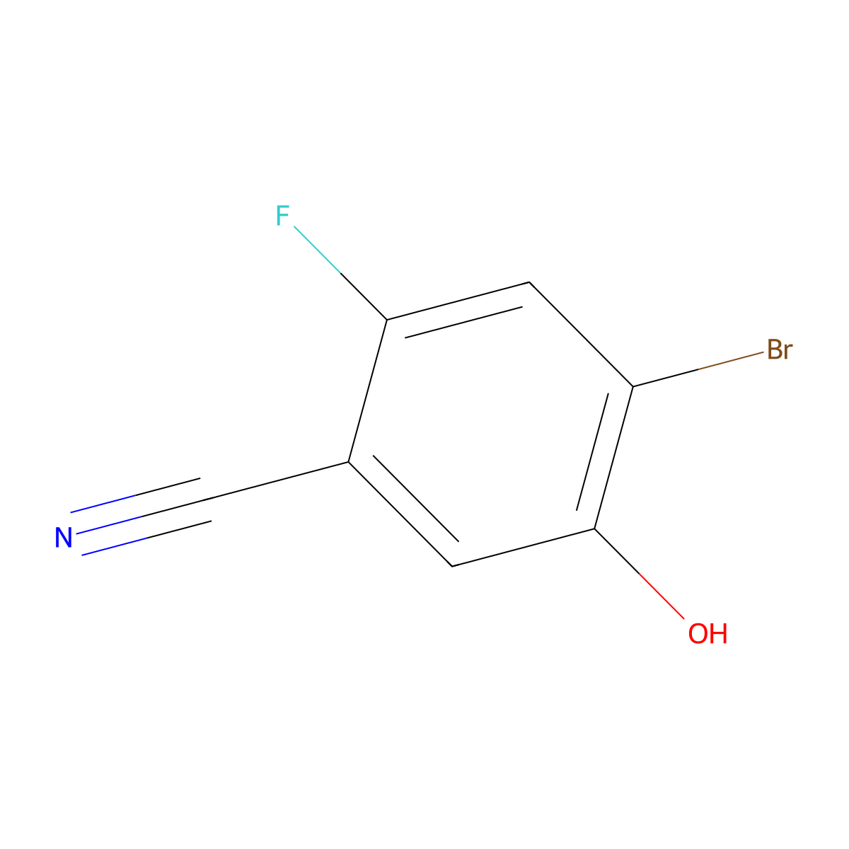4-Bromo-2-fluoro-5-hydroxybenzonitrile molecular structure, CAS 1804405-08-0