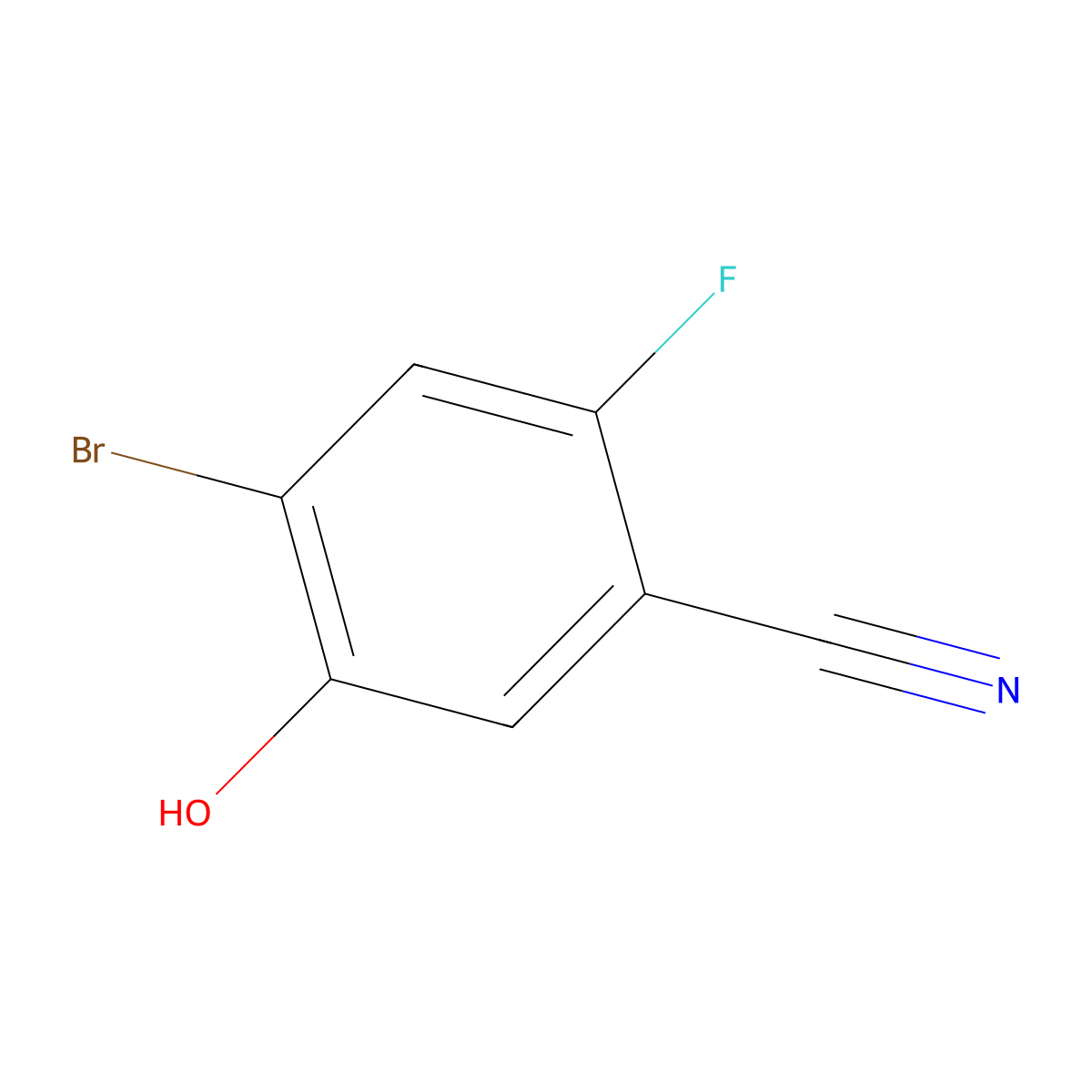 4-Bromo-2-fluoro-5-hydroxybenzonitrile molecular structure, CAS 1804405-08-0