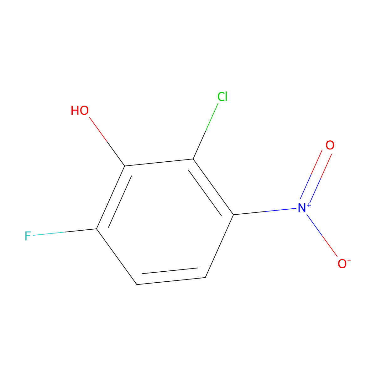 2-Chloro-6-fluoro-3-nitrophenol molecular structure, CAS 1804405-11-5