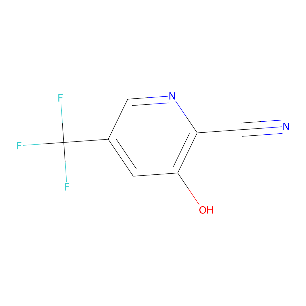 3-Hydroxy-5-(trifluoromethyl)pyridine-2-carbonitrile molecular structure, CAS 1804405-40-0