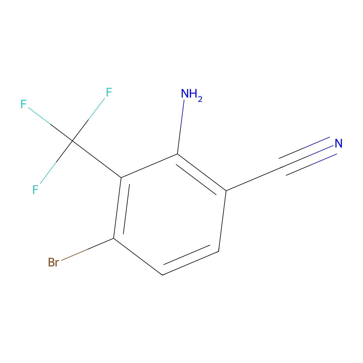 2-Amino-4-bromo-3-(trifluoromethyl)benzonitrile molecular structure, CAS 1804405-55-7