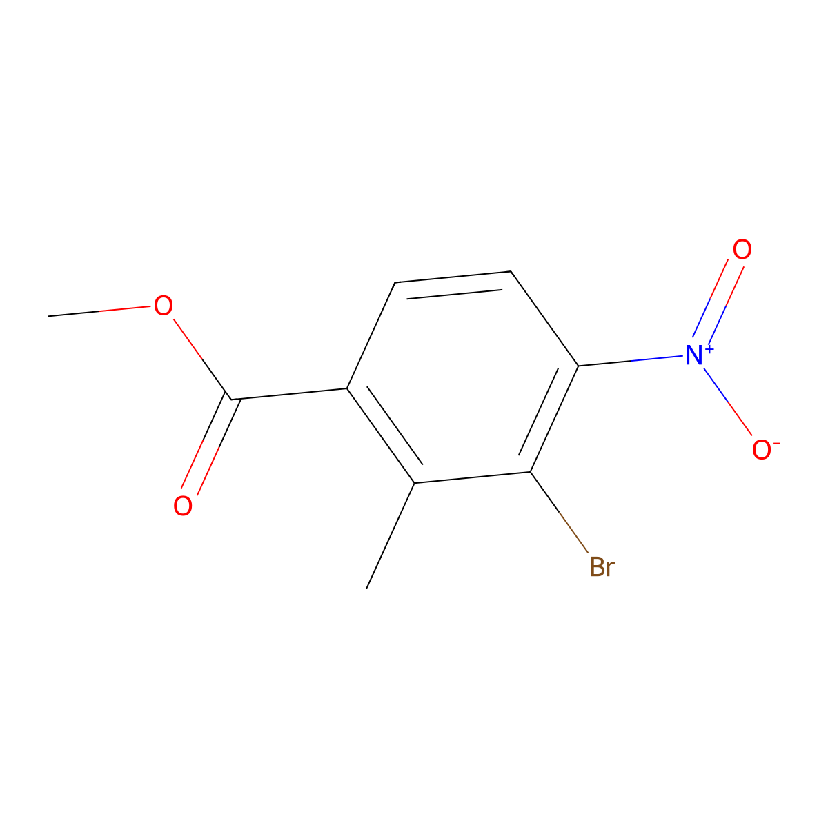 Methyl 3-bromo-2-methyl-4-nitrobenzoate molecular structure, CAS 1804405-87-5