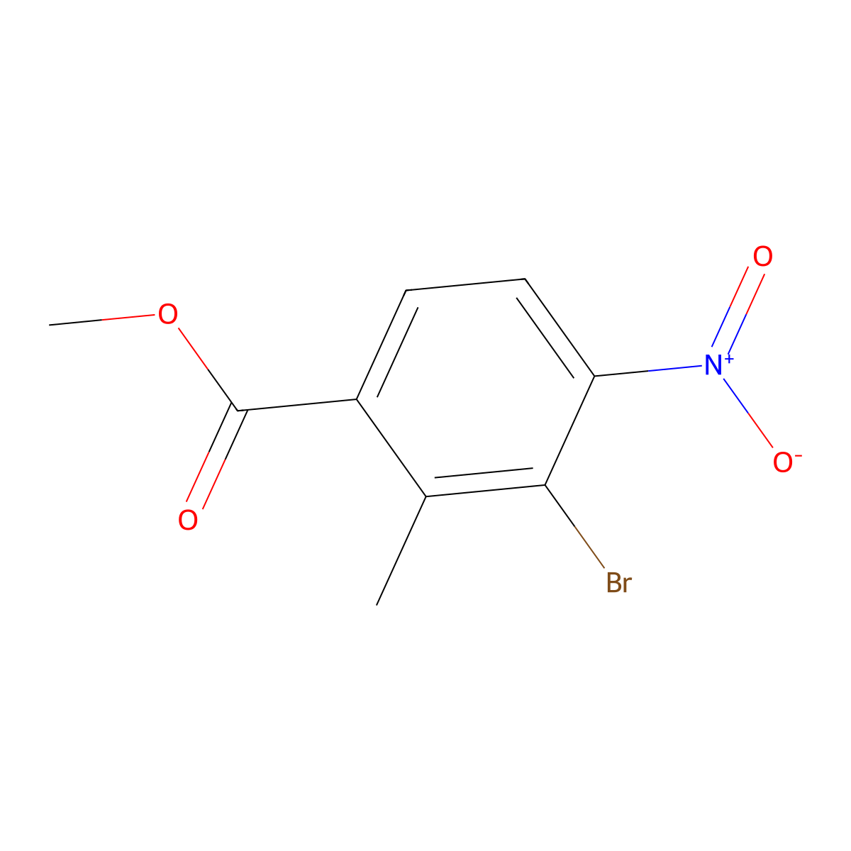 Methyl 3-bromo-2-methyl-4-nitrobenzoate molecular structure, CAS 1804405-87-5