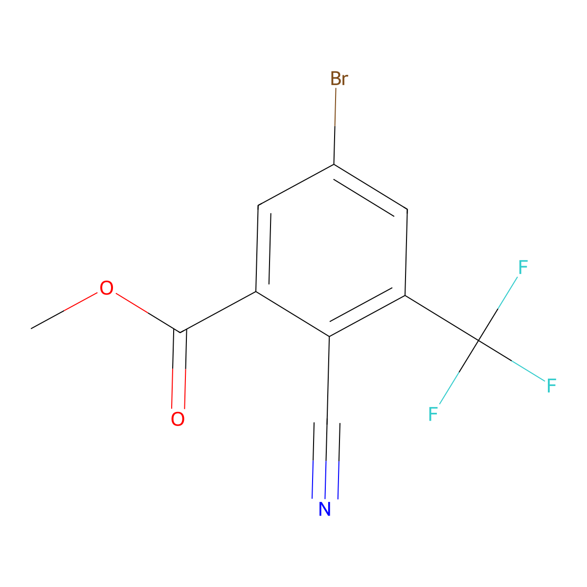 Methyl 5-bromo-2-cyano-3-(trifluoromethyl)benzoate molecular structure, CAS 1804406-50-5