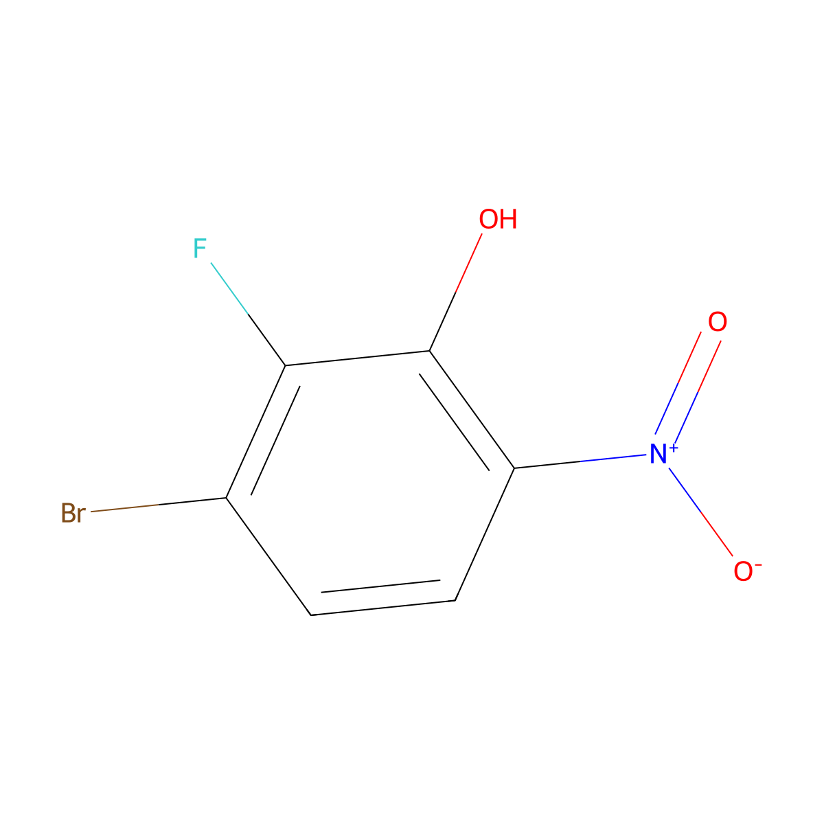 3-Bromo-2-fluoro-6-nitrophenol molecular structure, CAS 1804406-89-0