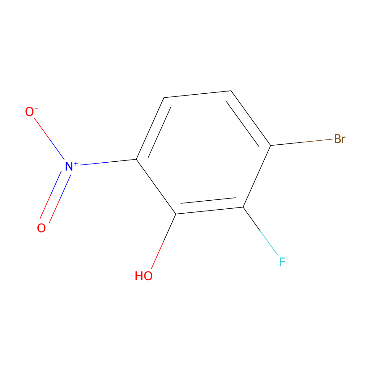 3-Bromo-2-fluoro-6-nitrophenol molecular structure, CAS 1804406-89-0