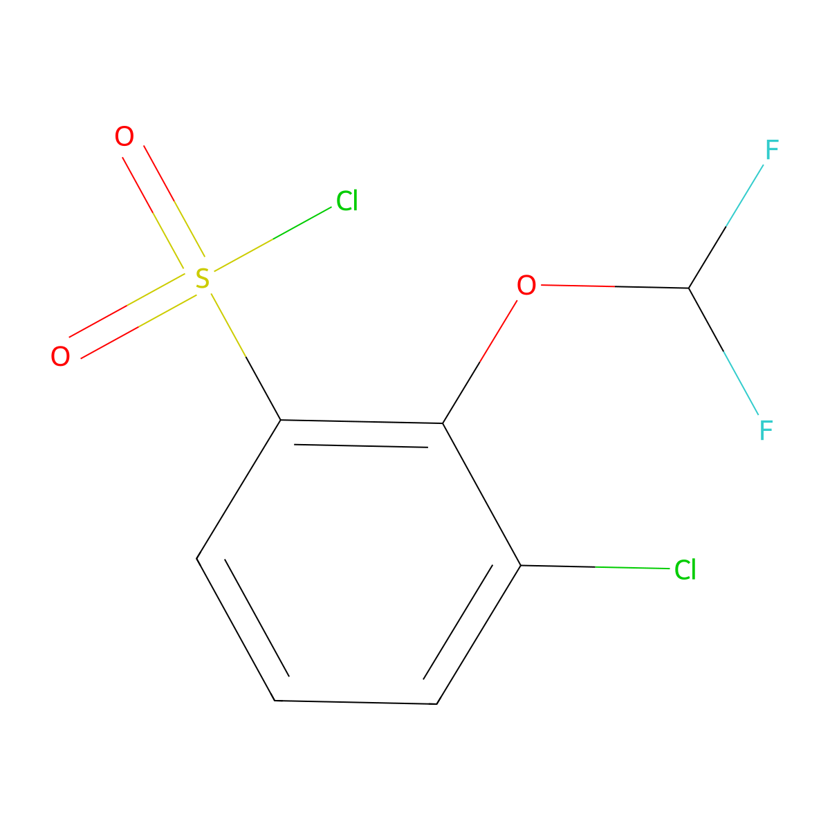 3-Chloro-2-(difluoromethoxy)benzene-1-sulfonyl chloride molecular structure, CAS 1804407-71-3