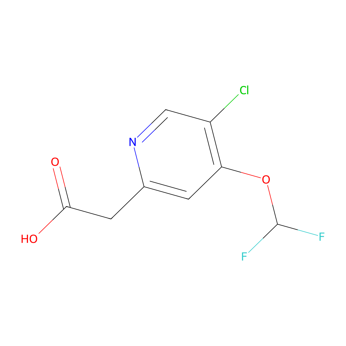 2-(5-Chloro-4-(difluoromethoxy)pyridin-2-yl)acetic acid molecular structure, CAS 1804408-86-3