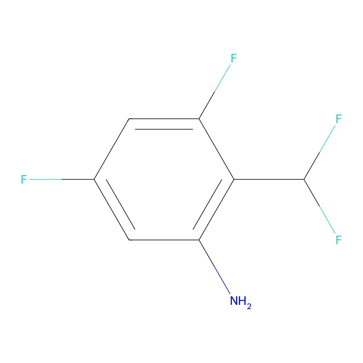 2-(Difluoromethyl)-3,5-difluoroaniline molecular structure, CAS 1804417-60-4