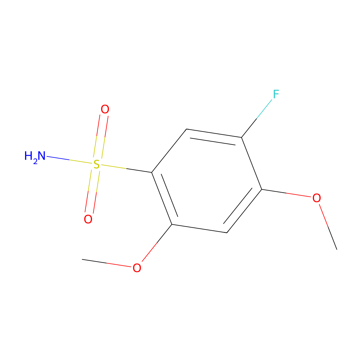 5-Fluoro-2,4-dimethoxybenzene-1-sulfonamide molecular structure, CAS 1804418-70-9