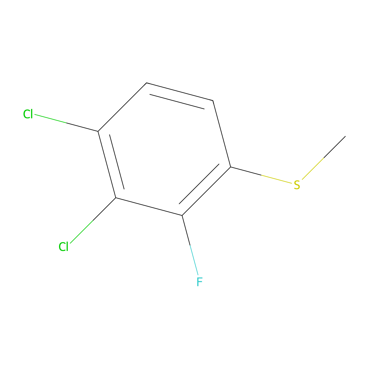 (3,4-Dichloro-2-fluorophenyl)(methyl)sulfane molecular structure, CAS 1804421-41-7