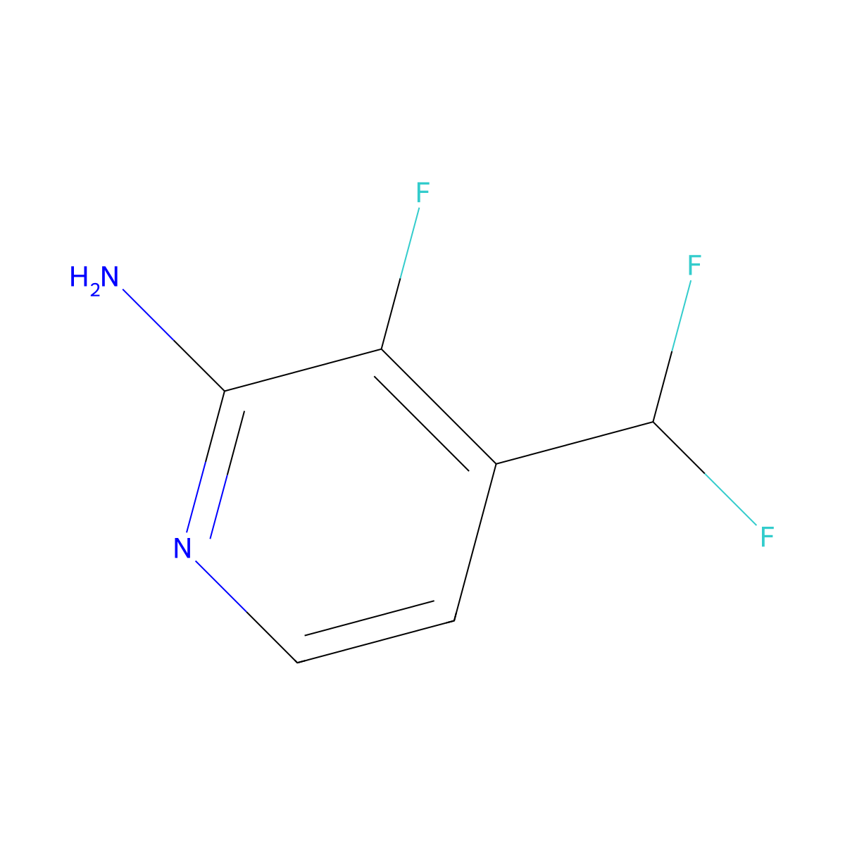 4-(Difluoromethyl)-3-fluoropyridin-2-amine molecular structure, CAS 1804438-73-0