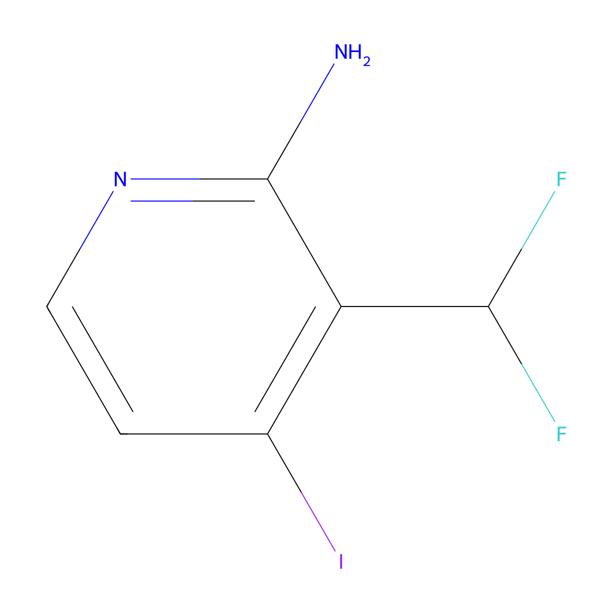 3-(Difluoromethyl)-4-iodopyridin-2-amine molecular structure, CAS 1804438-79-6